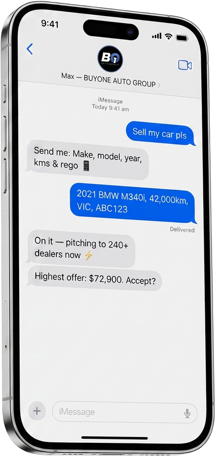 Texting Max to sell a car